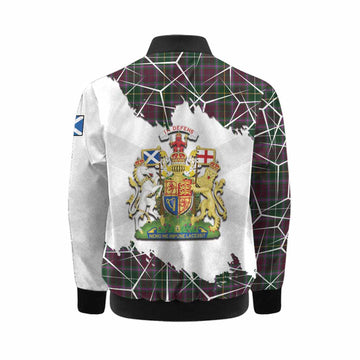 Crosbie Tartan Kid Bomber Jacket with Family Crest and Lion Rampant Grunge Style