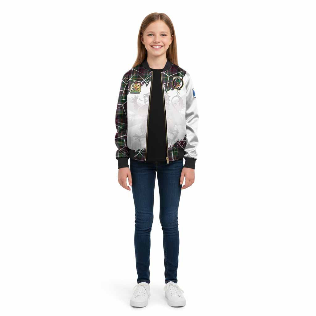 Crosbie Tartan Kid Bomber Jacket with Family Crest and Lion Rampant Grunge Style