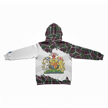 Crosbie Tartan Kid Hoodie with Family Crest and Lion Rampant Grunge Style