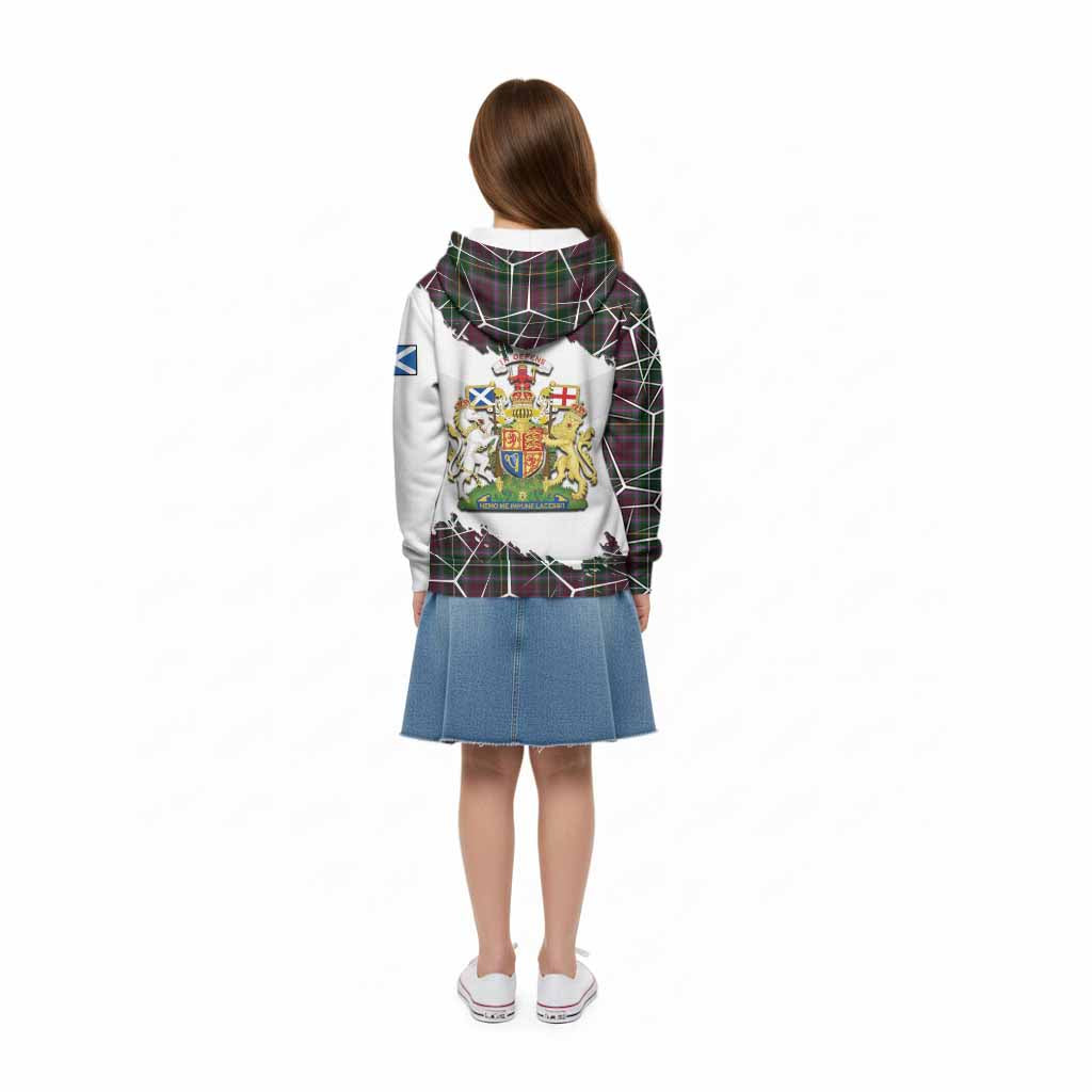 Crosbie Tartan Kid Hoodie with Family Crest and Lion Rampant Grunge Style