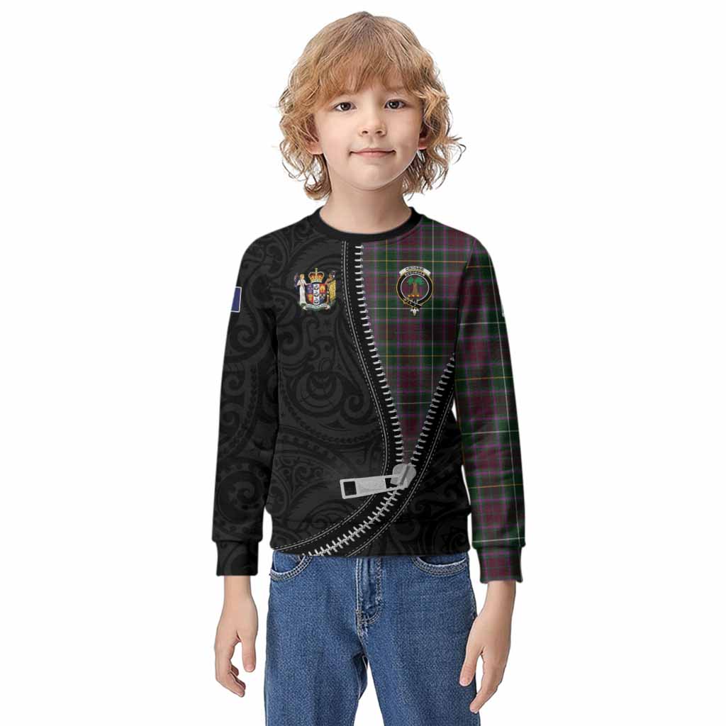 Crosbie Tartan Kid Knitted Sweatshirt New Zealand Pattern Unique Zipper Stylized