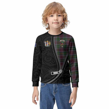 Crosbie Tartan Kid Knitted Sweatshirt New Zealand Pattern Unique Zipper Stylized