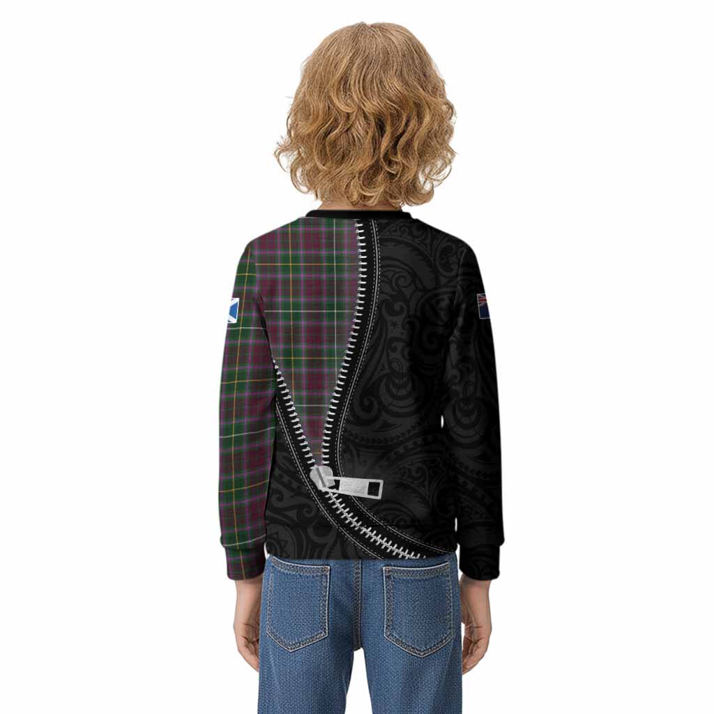 Crosbie Tartan Kid Knitted Sweatshirt New Zealand Pattern Unique Zipper Stylized