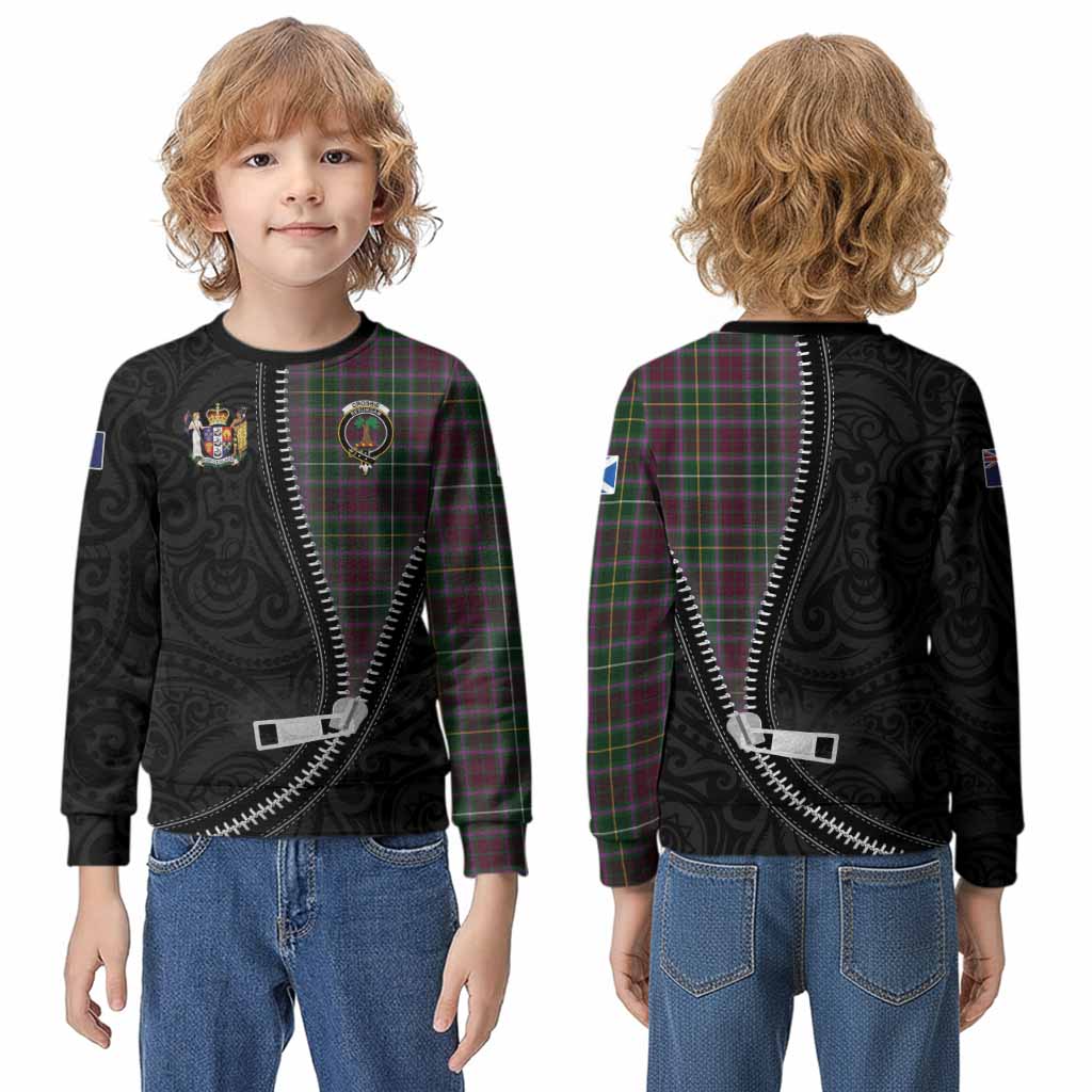 Crosbie Tartan Kid Knitted Sweatshirt New Zealand Pattern Unique Zipper Stylized