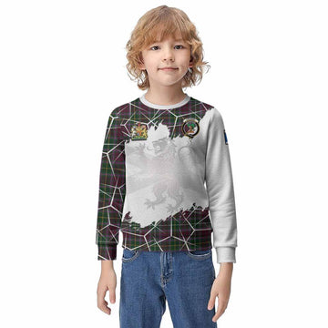 Crosbie Tartan Kid Knitted Sweatshirt with Family Crest and Lion Rampant Grunge Style