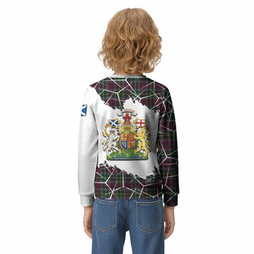 Crosbie Tartan Kid Knitted Sweatshirt with Family Crest and Lion Rampant Grunge Style