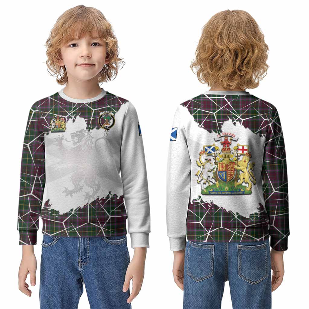 Crosbie Tartan Kid Knitted Sweatshirt with Family Crest and Lion Rampant Grunge Style