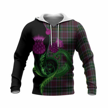 Crosbie Tartan Knitted Hoodie Traditional Scottish Thistle