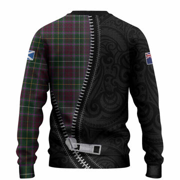 Crosbie Tartan Knitted Sweater New Zealand Pattern Unique Zipper Stylized