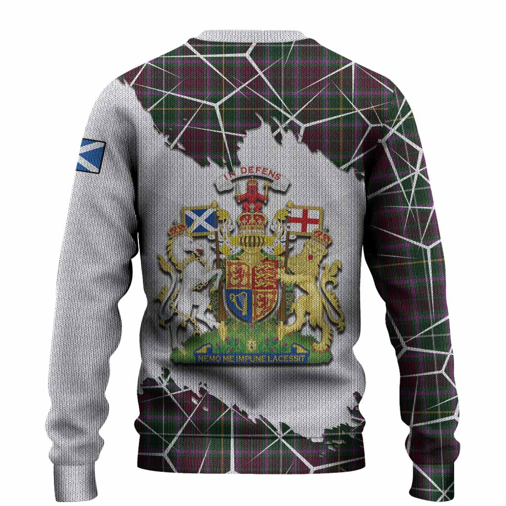 Crosbie Tartan Knitted Sweater with Family Crest and Lion Rampant Grunge Style