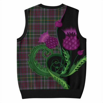Crosbie Tartan Knitted V-Neck Vest Traditional Scottish Thistle