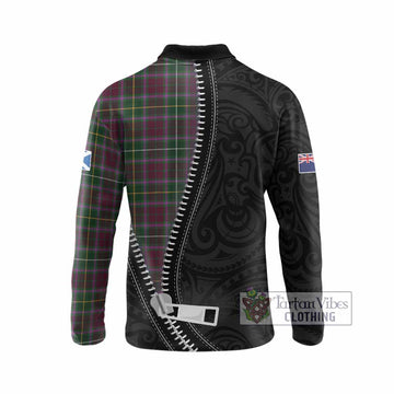 Crosbie Tartan Long Sleeve Polo Shirt New Zealand Pattern Unique Zipper Stylized