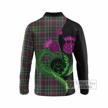 Crosbie Tartan Long Sleeve Polo Shirt Traditional Scottish Thistle