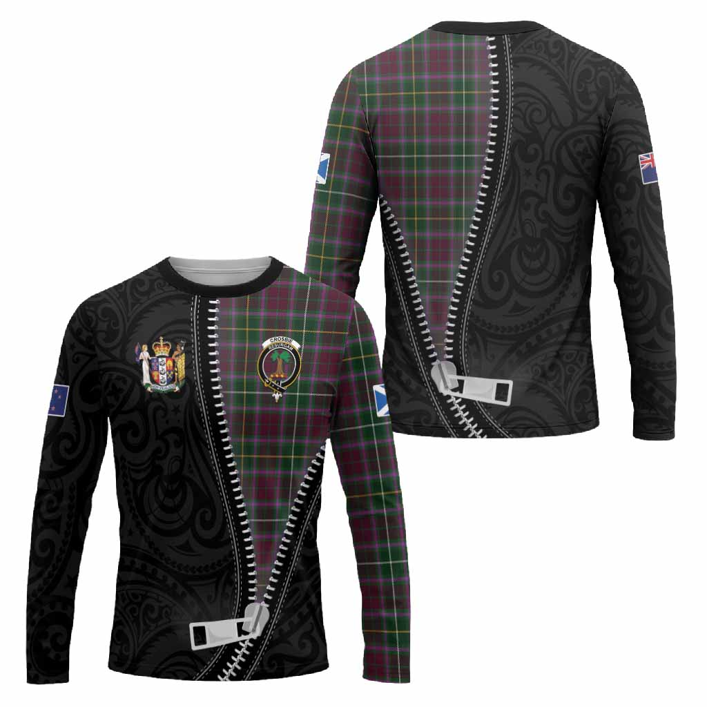 Crosbie Tartan Long Sleeve T-Shirt New Zealand Pattern Unique Zipper Stylized