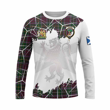 Crosbie Tartan Long Sleeve T-Shirt with Family Crest and Lion Rampant Grunge Style