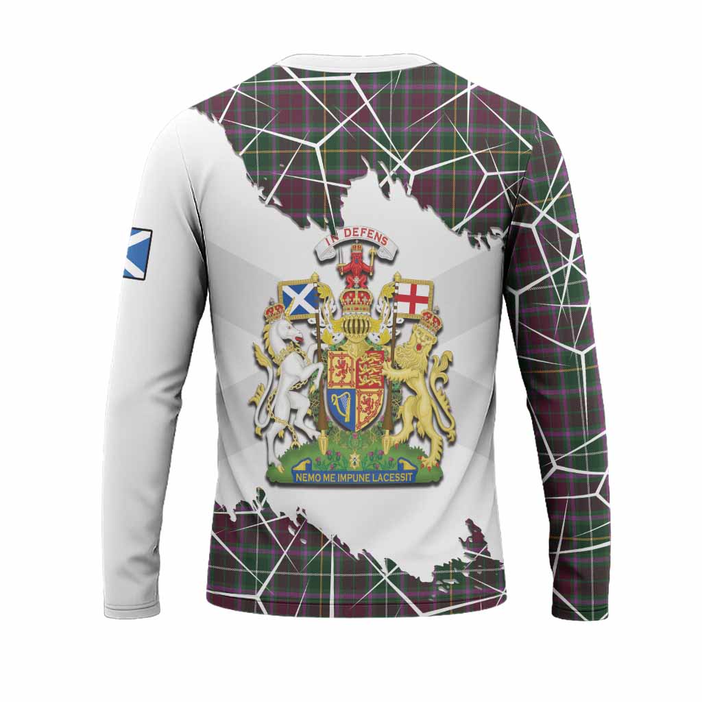 Crosbie Tartan Long Sleeve T-Shirt with Family Crest and Lion Rampant Grunge Style