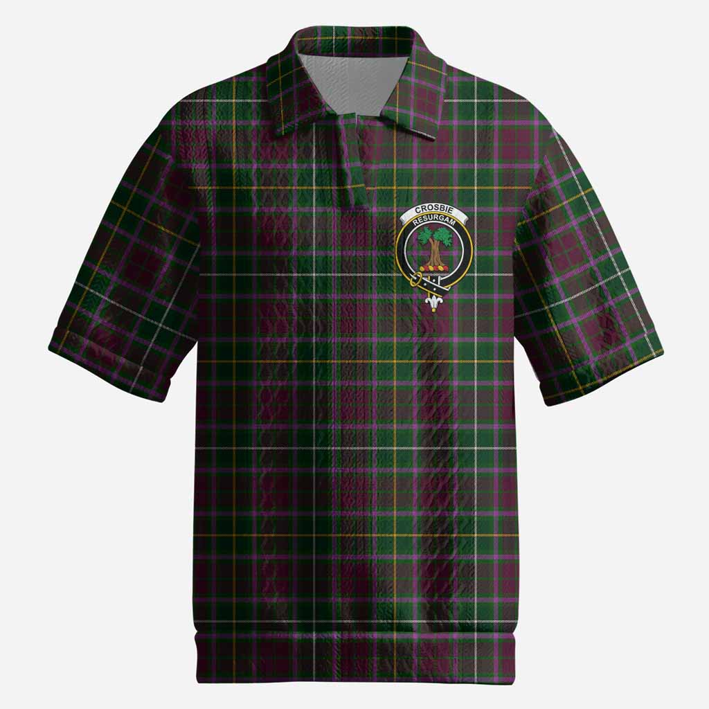 Crosbie Tartan Men’s Polo Sweater Top with Family Crest