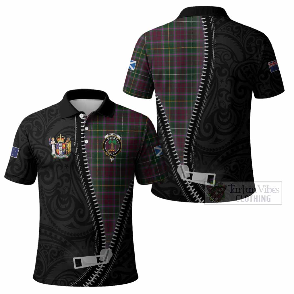 Crosbie Tartan Polo Shirt New Zealand Pattern Unique Zipper Stylized