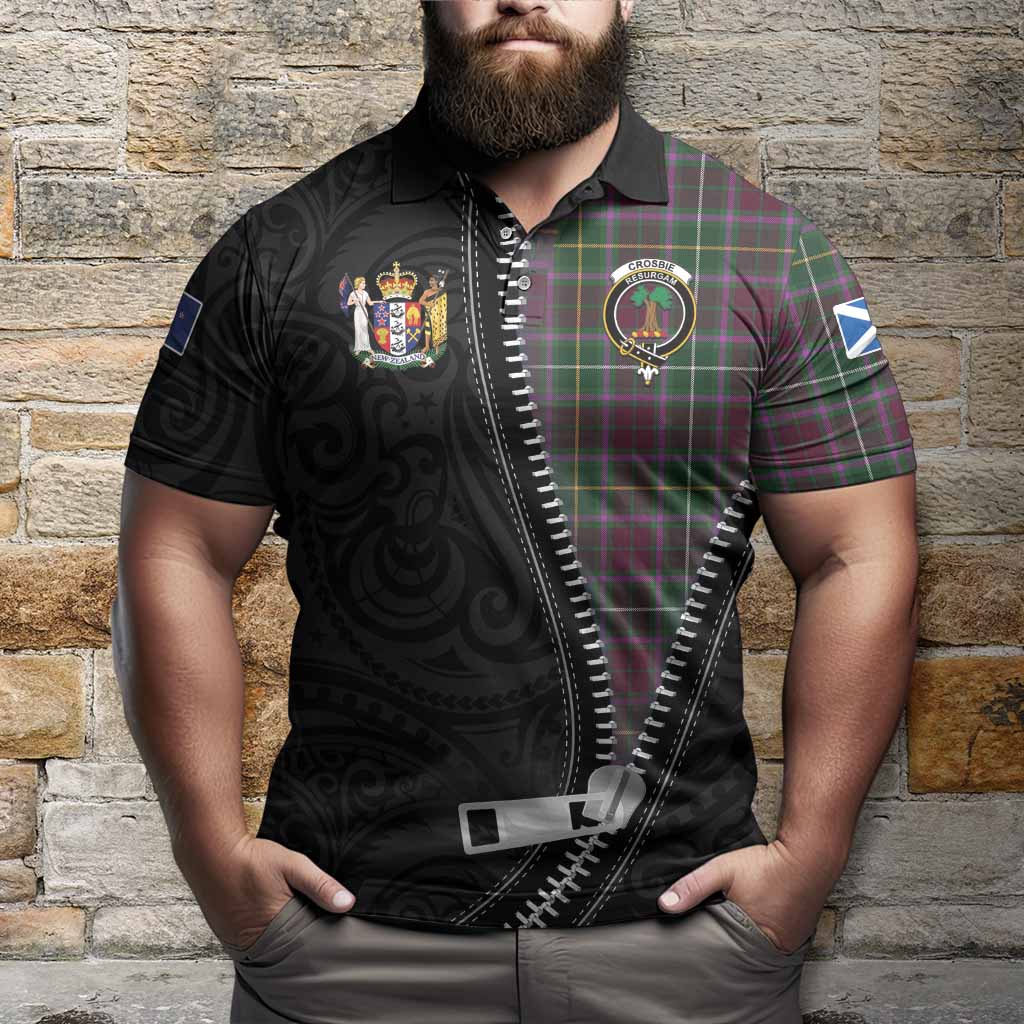 Crosbie Tartan Polo Shirt New Zealand Pattern Unique Zipper Stylized