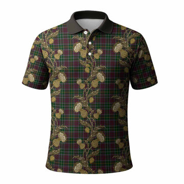 Crosbie Tartan Polo Shirt Seamless Scottish Thistle Flowers