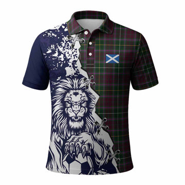 Crosbie Tartan Scottish Polo Shirt Angry Lion With Soccer Ball Style