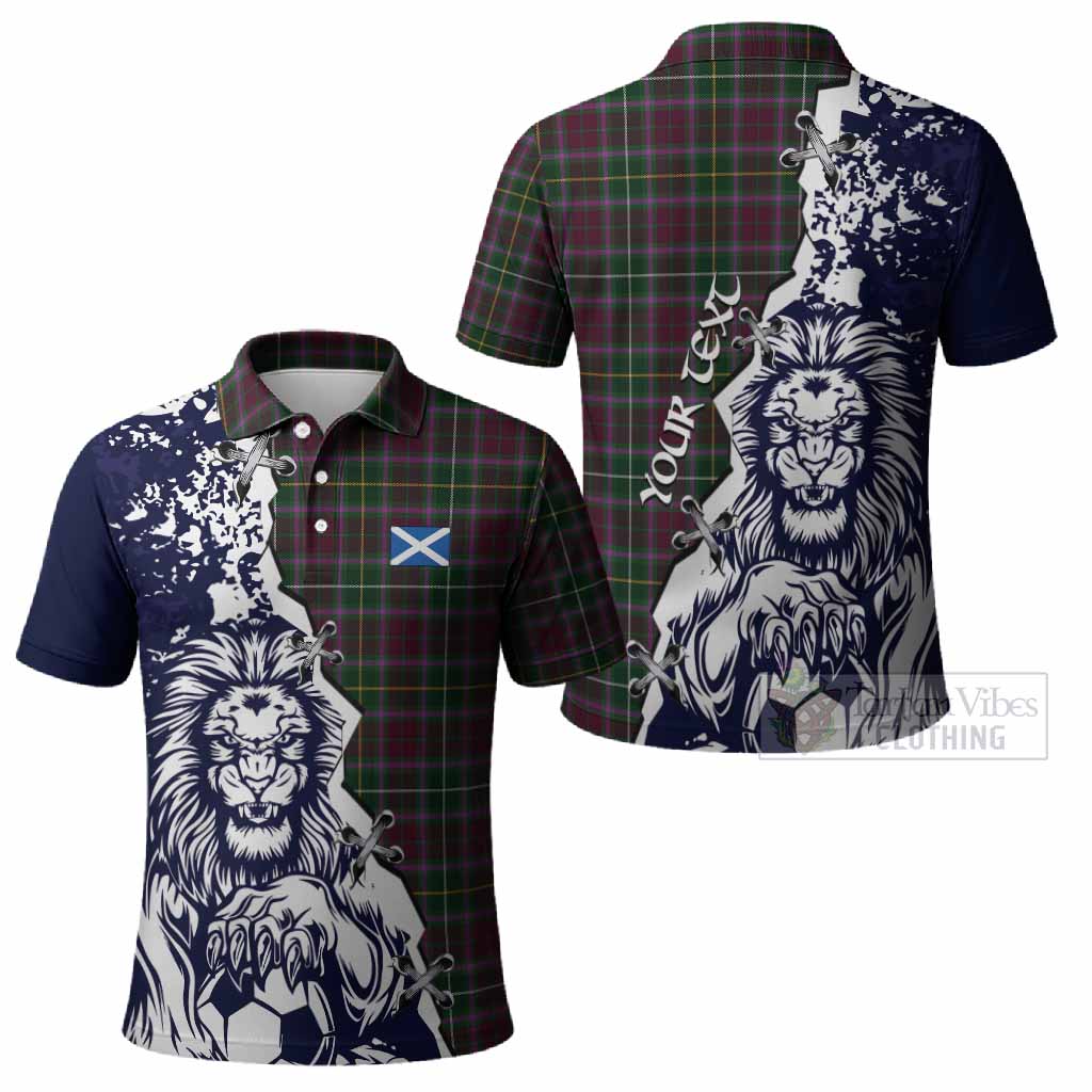 Crosbie Tartan Scottish Polo Shirt Angry Lion With Soccer Ball Style