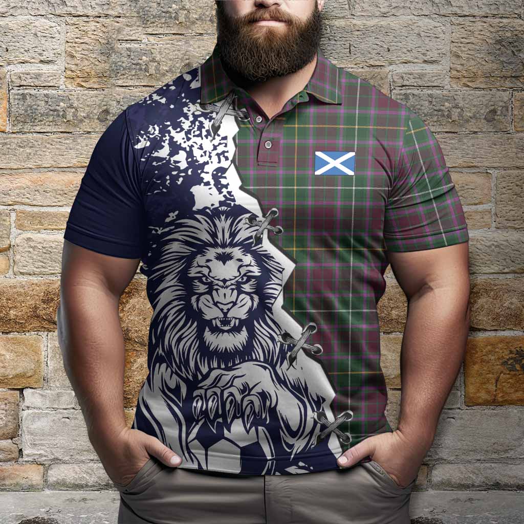 Crosbie Tartan Scottish Polo Shirt Angry Lion With Soccer Ball Style
