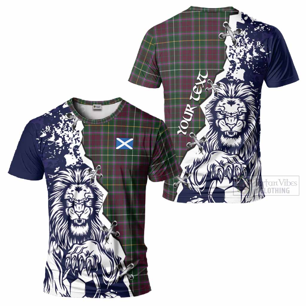 Crosbie Tartan Scottish T-Shirt Angry Lion With Soccer Ball Style