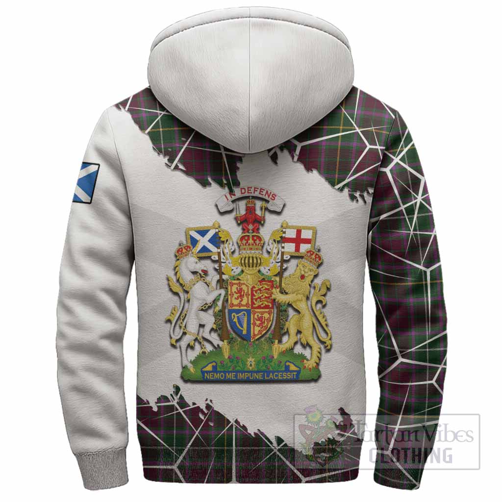 Crosbie Tartan Sherpa Hoodie with Family Crest and Lion Rampant Grunge Style