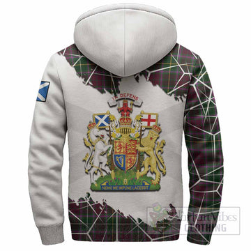 Crosbie Tartan Sherpa Hoodie with Family Crest and Lion Rampant Grunge Style