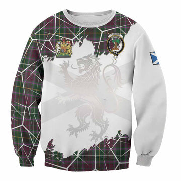 Crosbie Tartan Sweatshirt with Family Crest and Lion Rampant Grunge Style