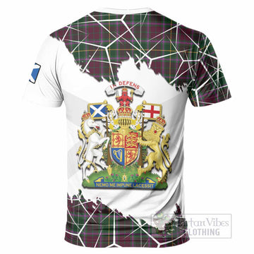 Crosbie Tartan T-Shirt with Family Crest and Lion Rampant Grunge Style