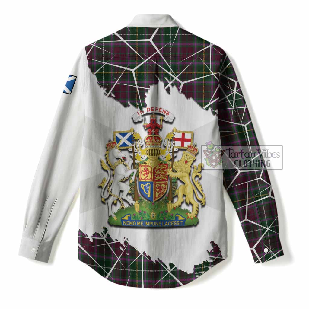 Crosbie Tartan Women Casual Shirt with Family Crest and Lion Rampant Grunge Style