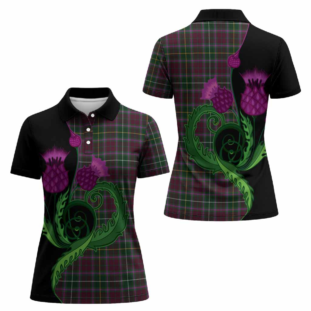 Crosbie Tartan Women Polo Shirt Traditional Scottish Thistle