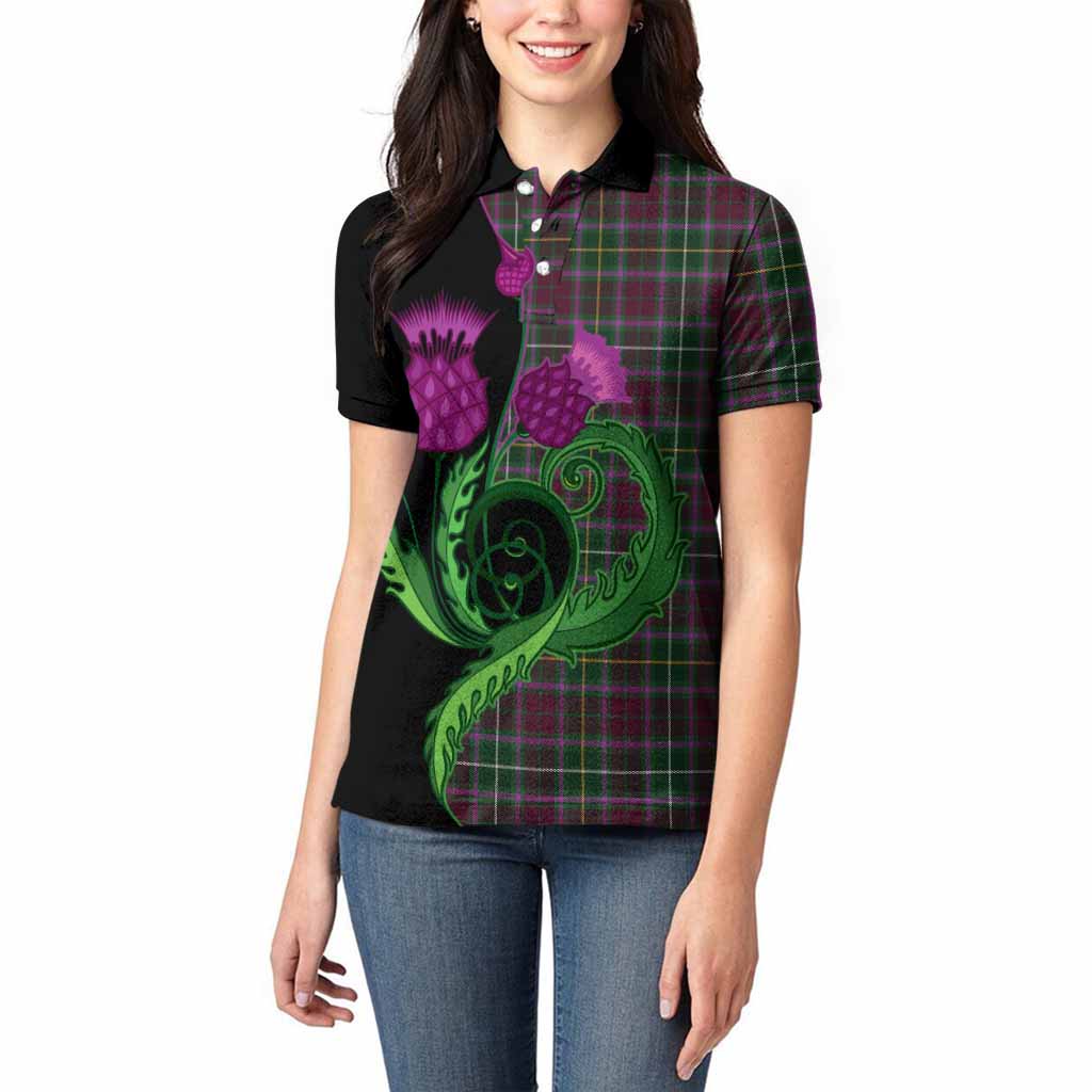 Crosbie Tartan Women Polo Shirt Traditional Scottish Thistle