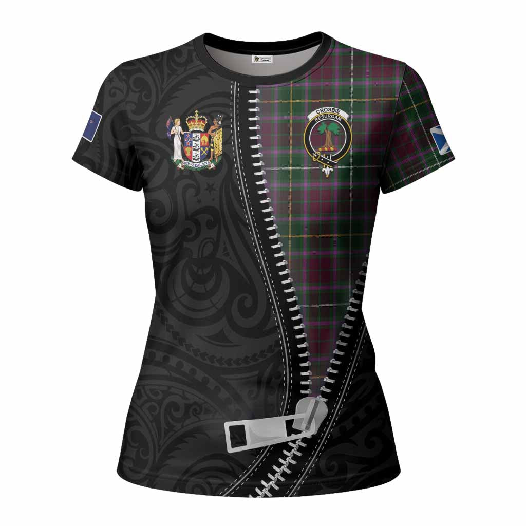 Crosbie Tartan Women T shirt New Zealand Pattern Unique Zipper Stylized