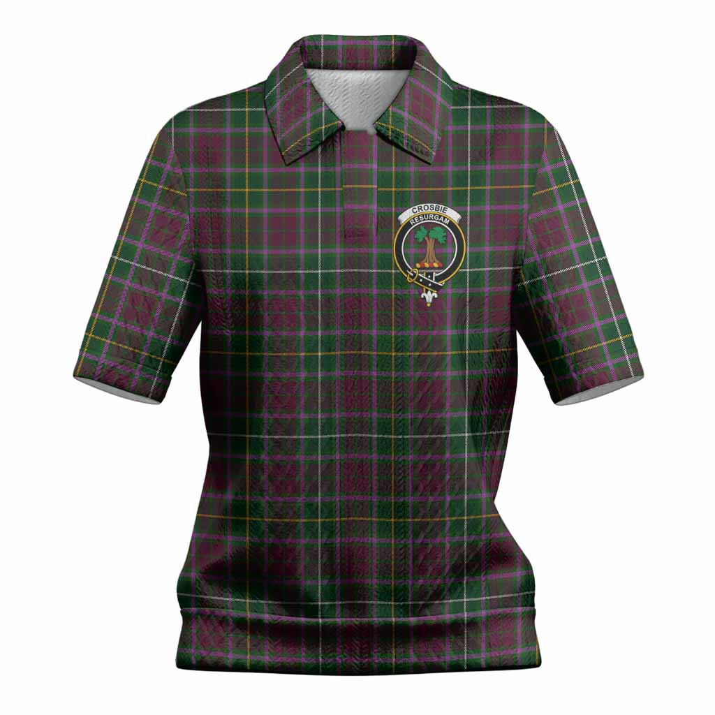 Crosbie Tartan Women’s Polo Sweater Top with Family Crest