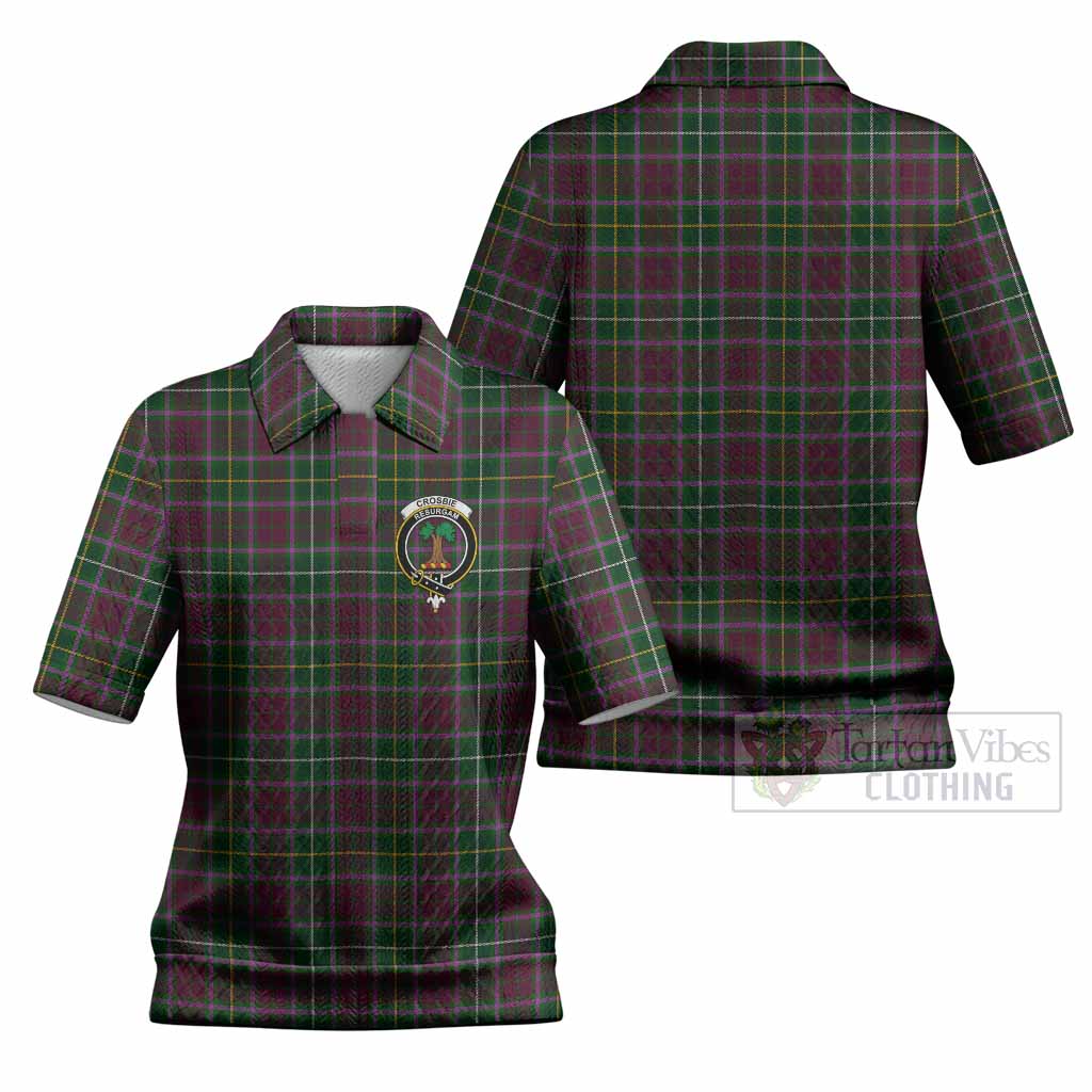 Crosbie Tartan Women’s Polo Sweater Top with Family Crest