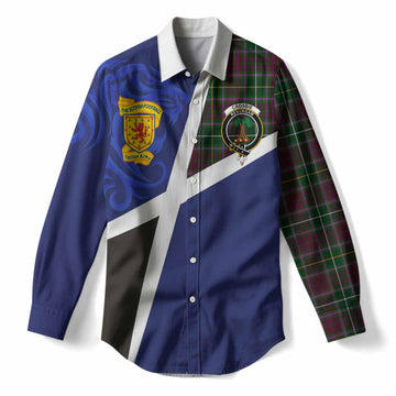 Crosbie The Scottish Football Crest Women Casual Shirt Lion-Tartan Army