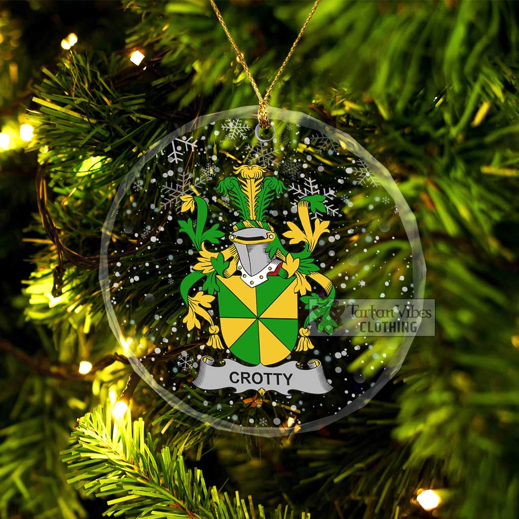 Crotty Irish Clan Christmas Glass Ornament with Coat of Arms Transparent Glass Circle - 2D-tartanvibesclothing
