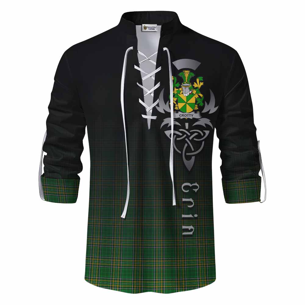 Tartan Vibes Clothing Crotty Irish Clan Ghillie Kilt Shirt with Coat of Arms Erin Go Bragh Celtic Inspired