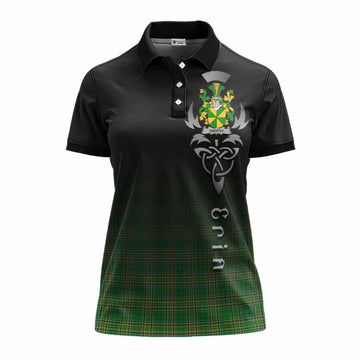 Tartan Vibes Clothing Crotty Irish Clan Women's Polo Shirt with Coat of Arms Erin Go Bragh Celtic Inspired