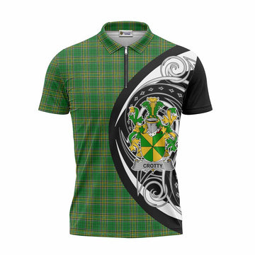 Crotty Irish Clan Zipper Polo Shirt Celtic Circle Style Unisex - Tartan Vibes Clothing
