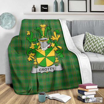 Tartan Vibes Clothing Crotty Irish Clan Tartan Blanket with Coat of Arms