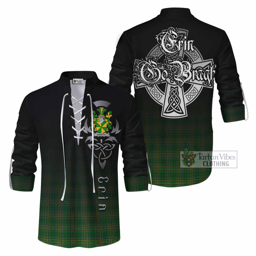 Tartan Vibes Clothing Crotty Irish Clan Ghillie Kilt Shirt with Coat of Arms Erin Go Bragh Celtic Inspired