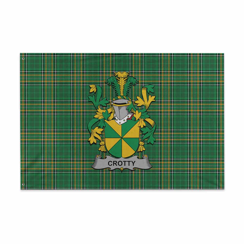Tartan Vibes Clothing Crotty Irish Clan Tartan House Flag with Coat of Arms