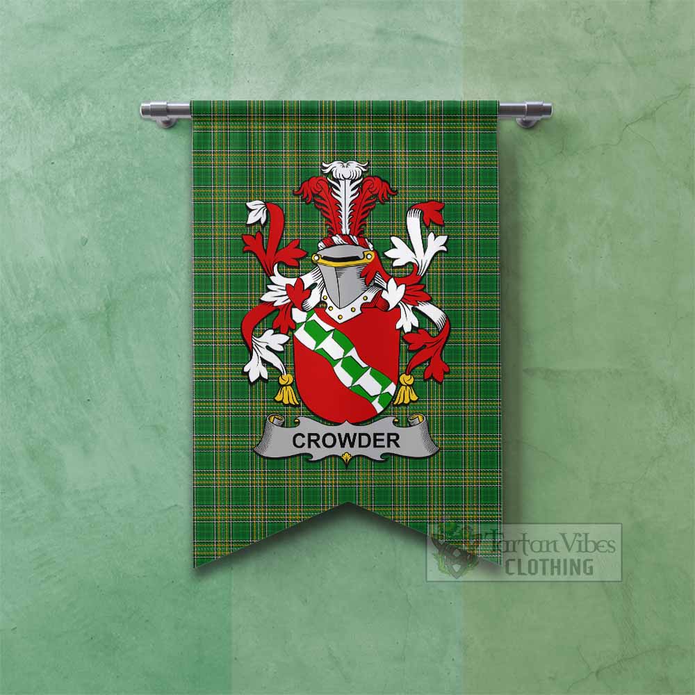 Crowder Irish Clan Tartan Gonfalon, Tartan Banner with Coat of Arms Fishtail - Tartan Vibes Clothing