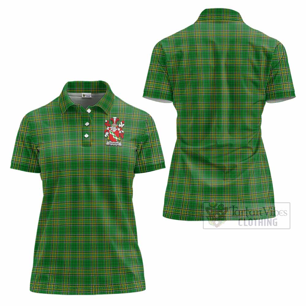 Crowder Irish Clan Tartan Women's Polo Shirt with Coat of Arms