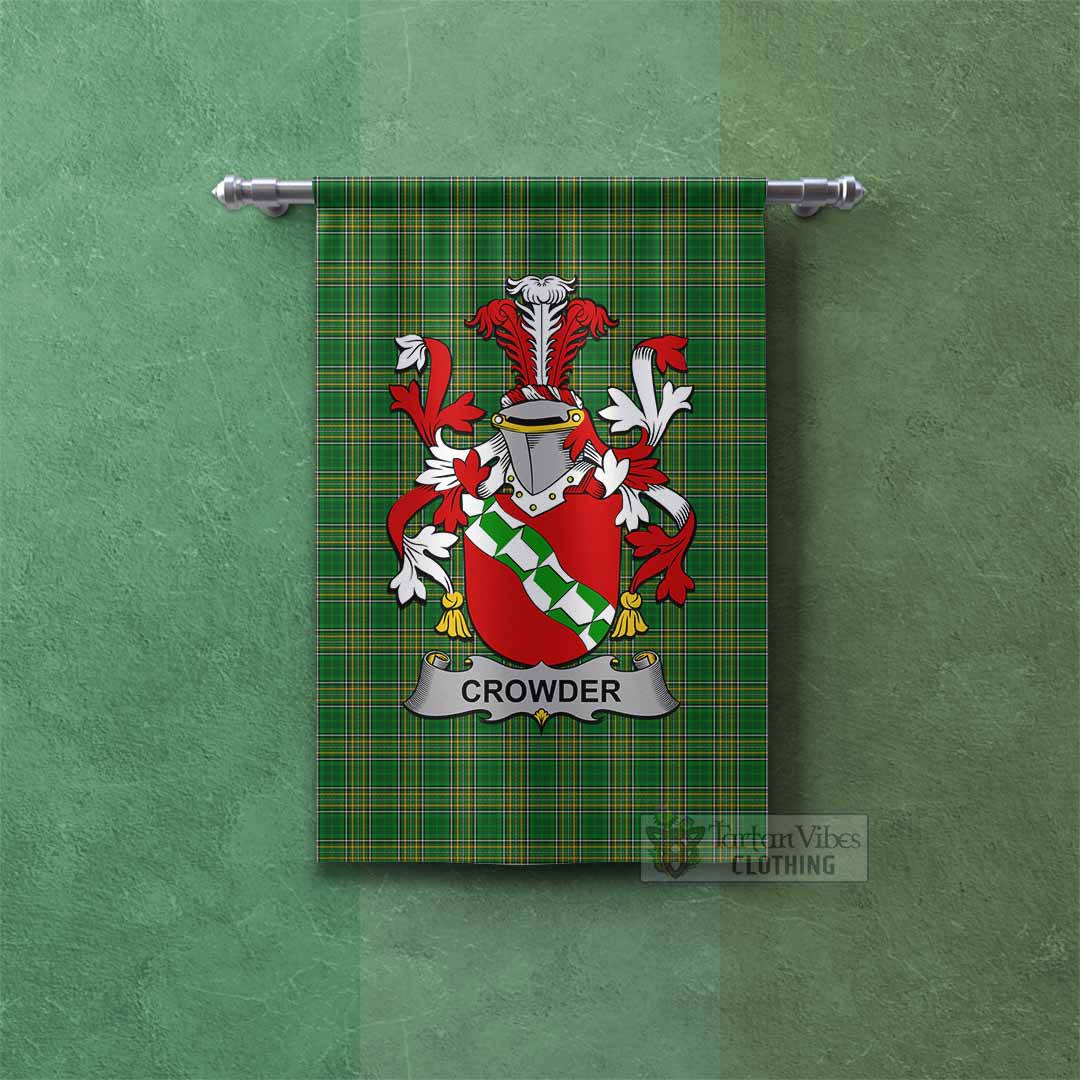 Crowder Irish Clan Tartan Gonfalon, Tartan Banner with Coat of Arms Rectangle - Tartan Vibes Clothing