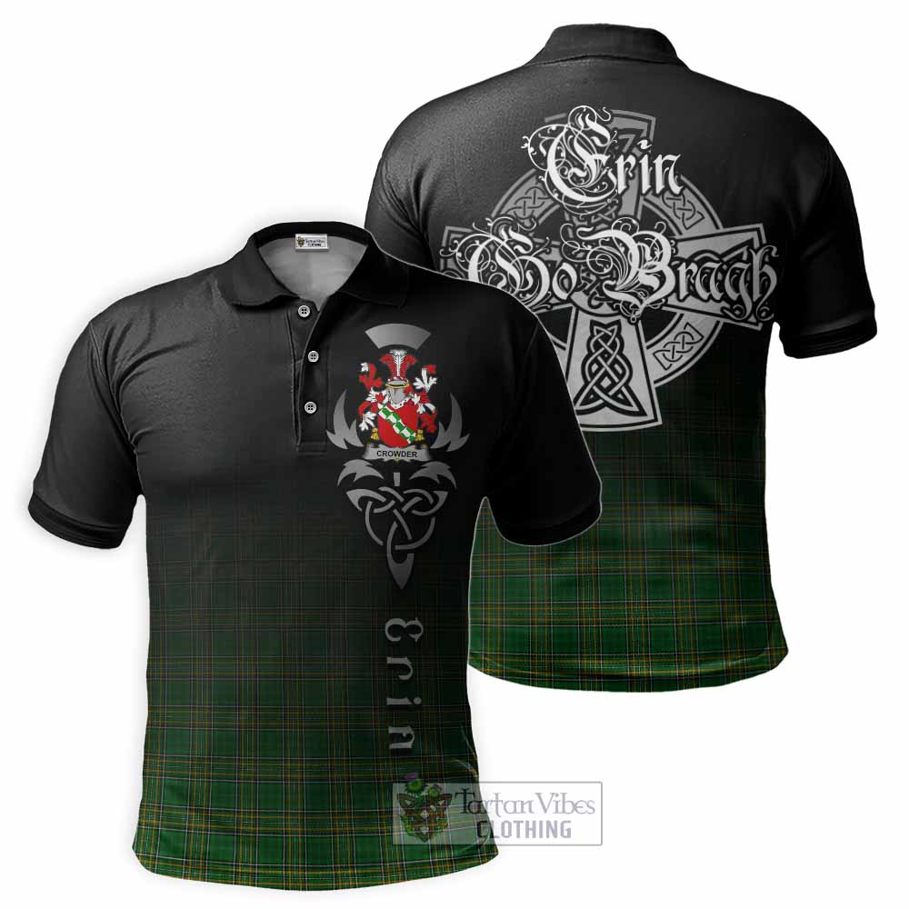 Tartan Vibes Clothing Crowder Irish Clan Polo Shirt with Coat of Arms Erin Go Bragh Celtic Inspired